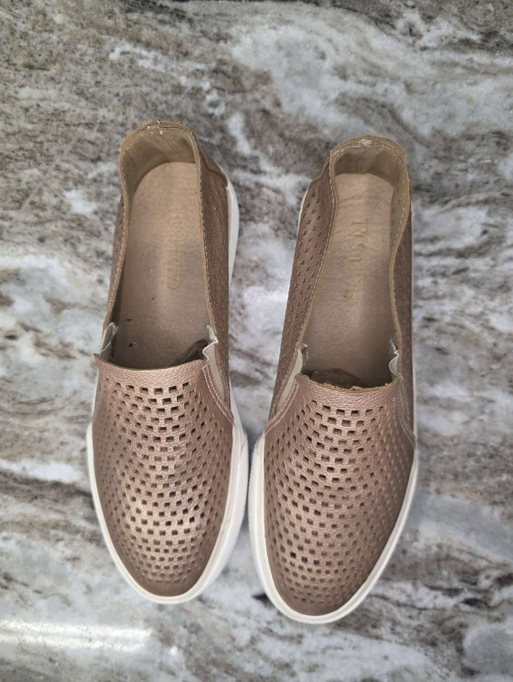 Restricted Women’s Slip-On Perforated Casual Sneakers - Rose Gold - Picture 3 of 8